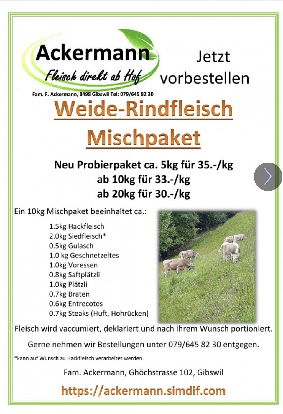 Weiderindfleisch Gibswil